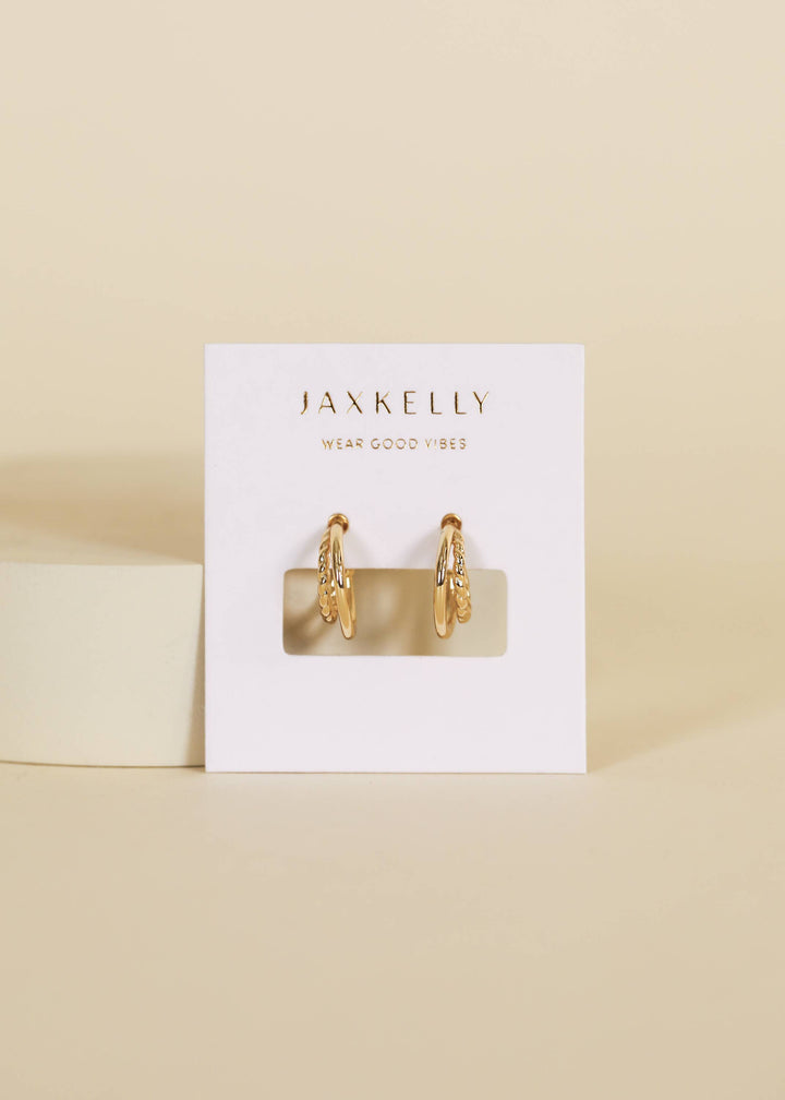 JaxKelly - Gold Hoop - Double - Earrings