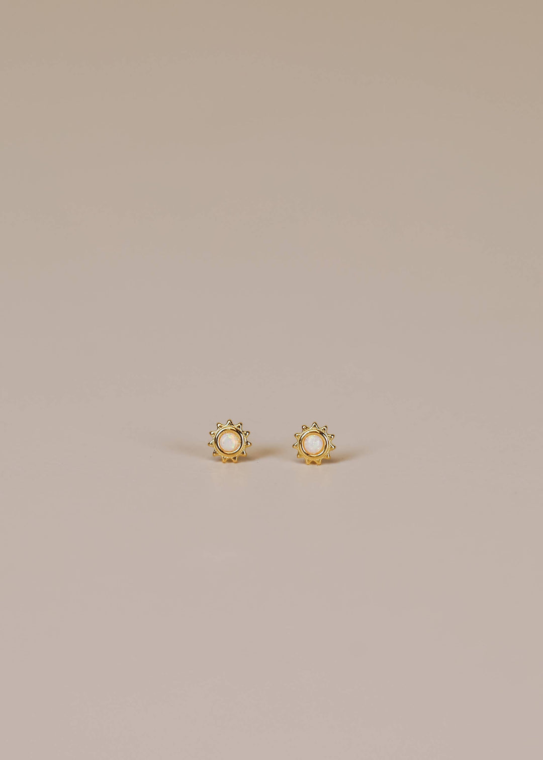 JaxKelly - Sun Stud - White Opal - Gold Earrings