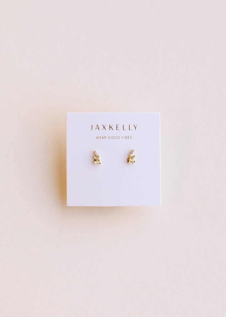 JaxKelly - Offset Trio - White CZ - Gold Earrings