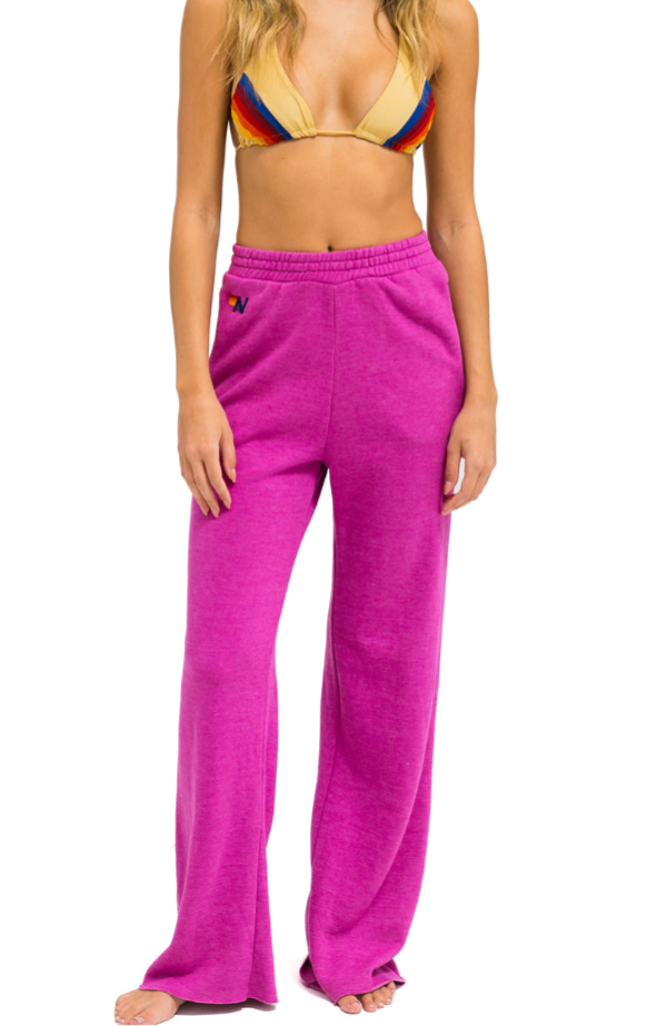 Aviator Nation Wide Leg Womens Pocket Sweatpant Magenta