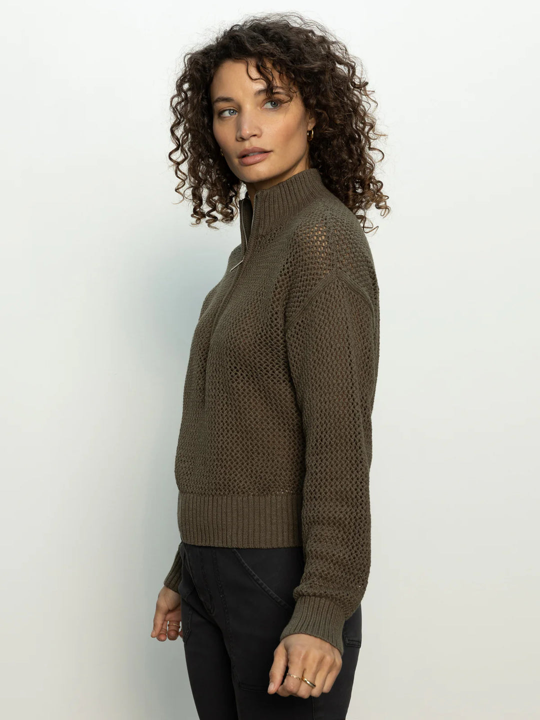 Sanctuary Open Knit 1/2 Zip Sweater