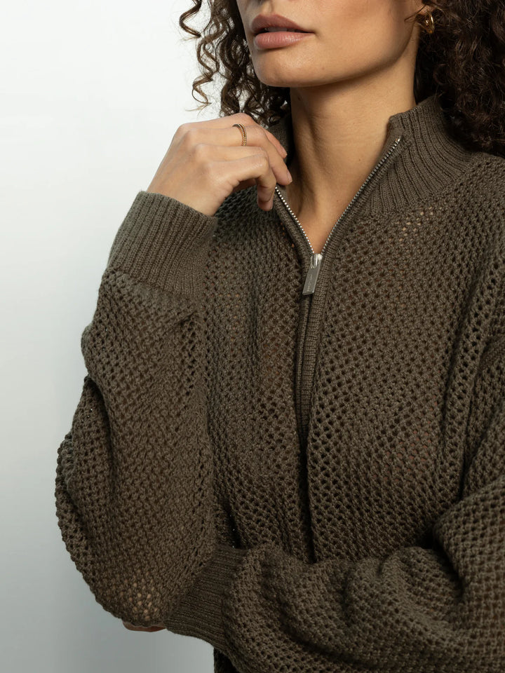 Sanctuary Open Knit 1/2 Zip Sweater