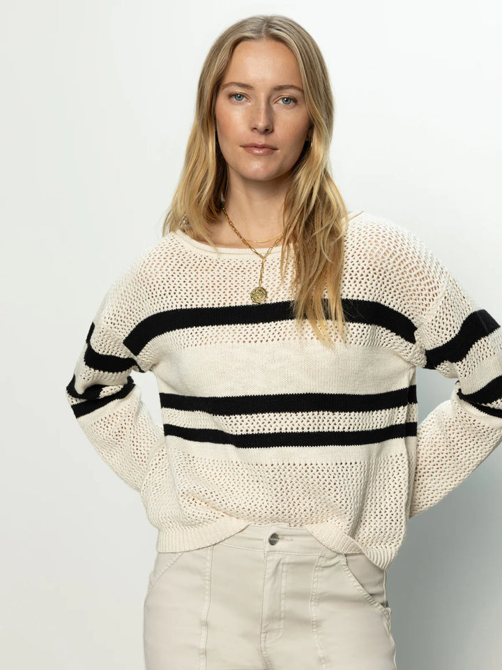 Sanctuary Sporty Stripe Open Knit Sweater