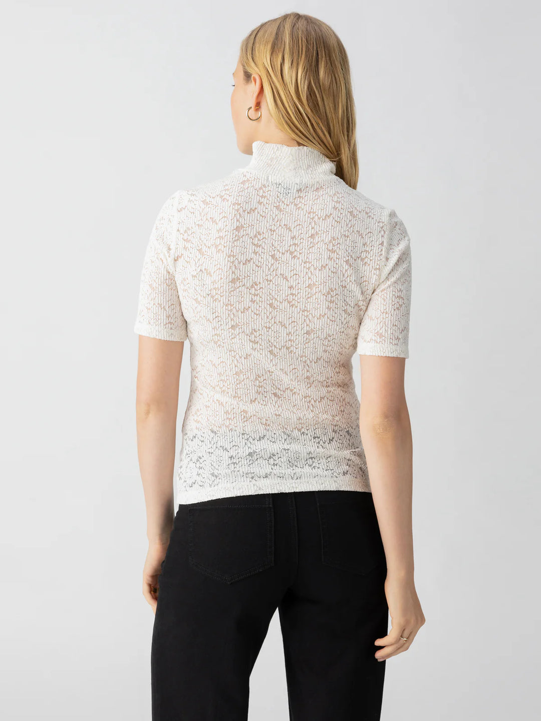 Sanctuary Lace Mock Neck Tee - Chalk