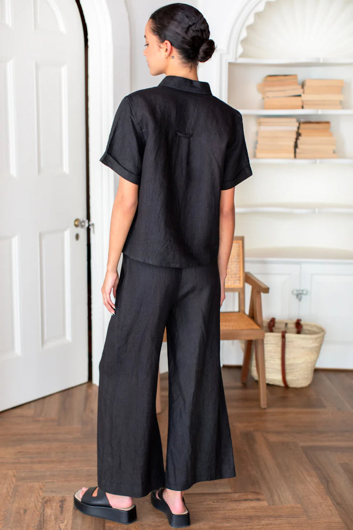 Emerson Fry Pull On Pant - Jet Black Linen