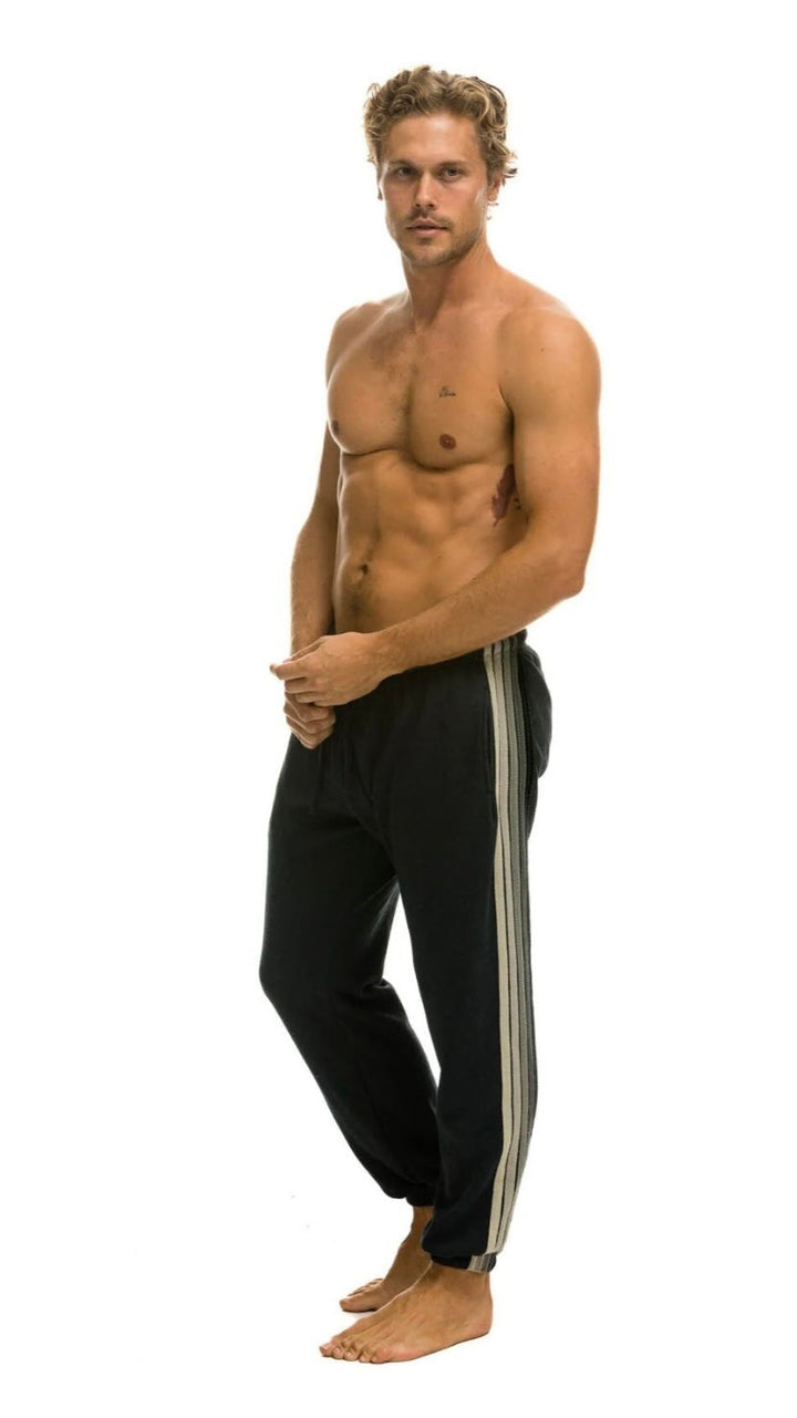 Aviator Nation Men's 5 Stripe Sweatpants Charcoal/Grey