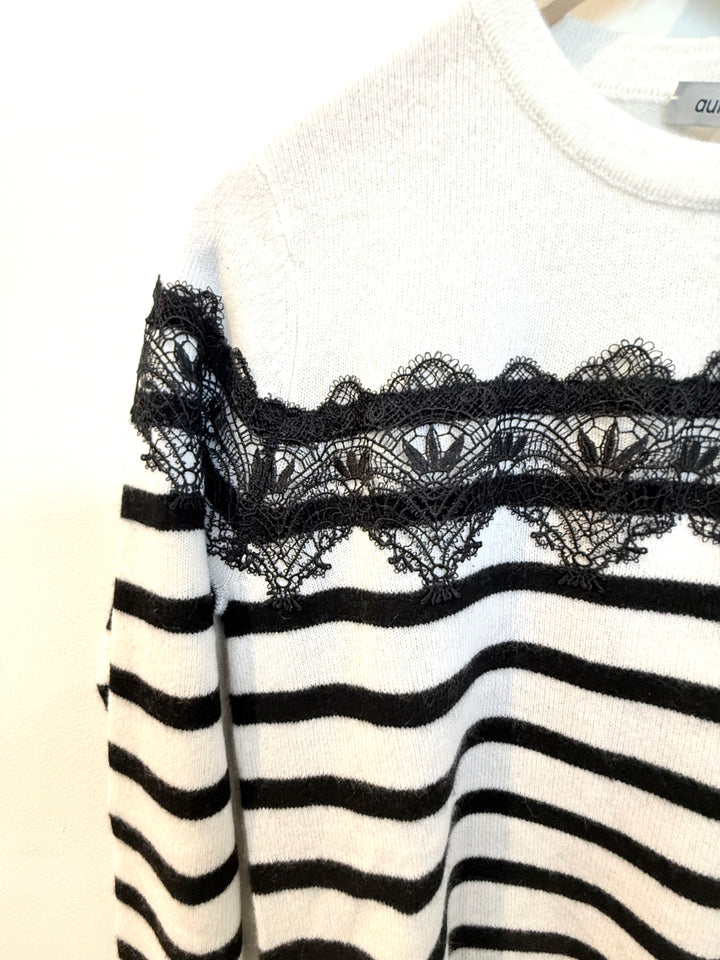 Autumn Cashmere Lace Breton Stripe Crew