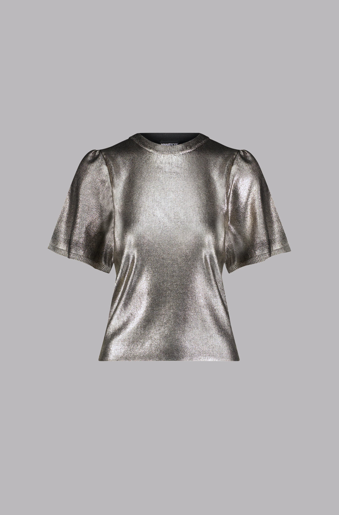 Minnie Rose Viscose Metallic Flared Sleeve Top