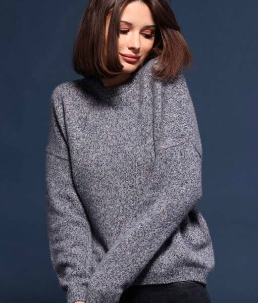 Minnie Rose Cashmere Silk Marled Boxy Crew