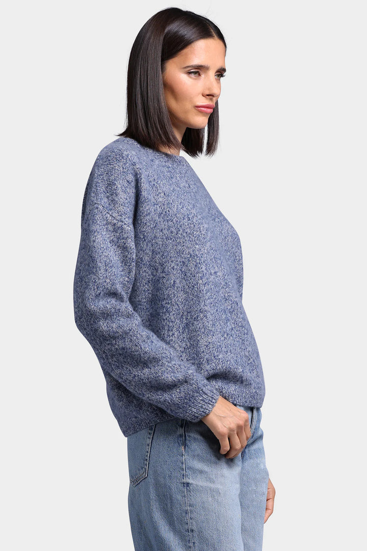 Minnie Rose Cashmere Silk Marled Boxy Crew