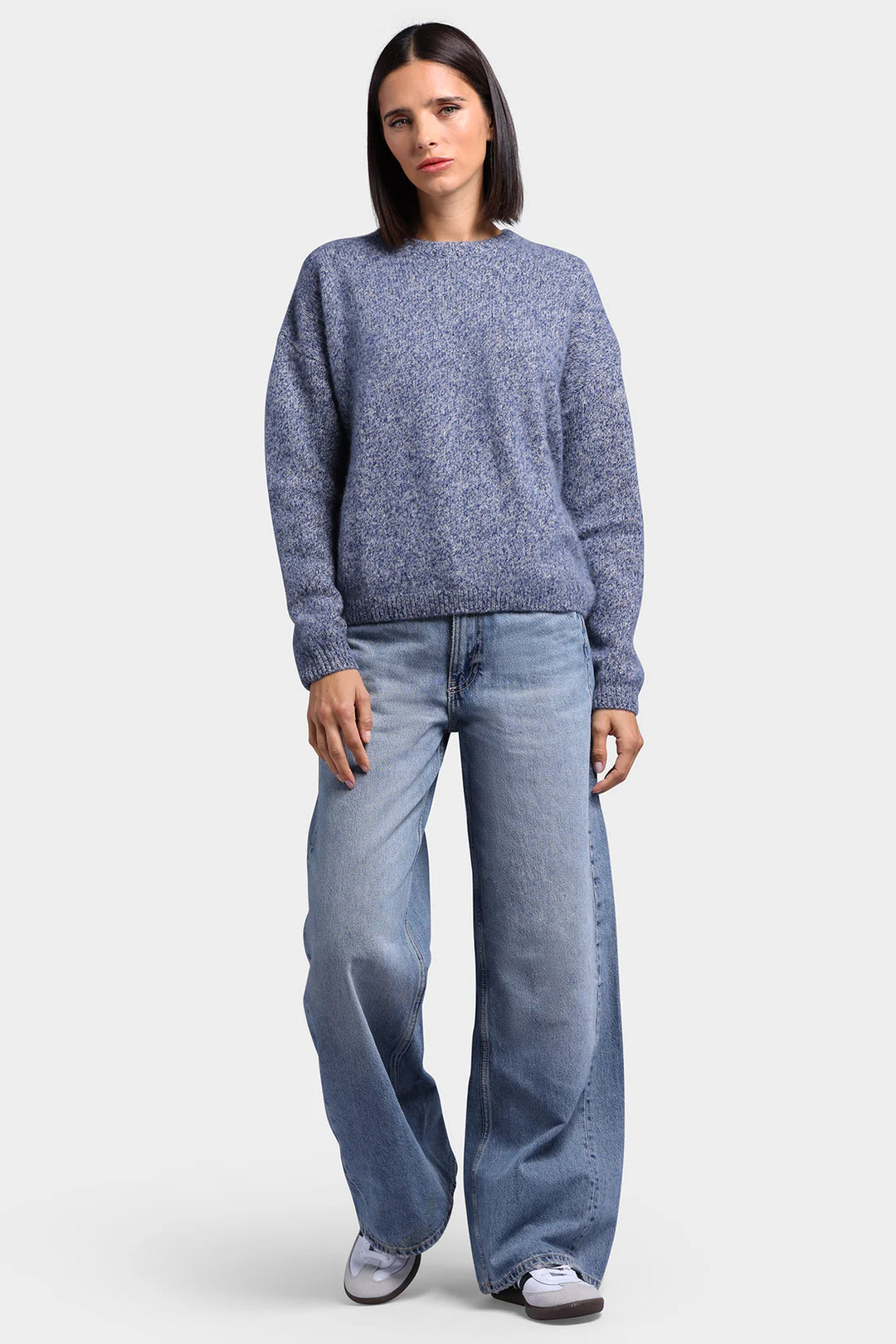 Minnie Rose Cashmere Silk Marled Boxy Crew