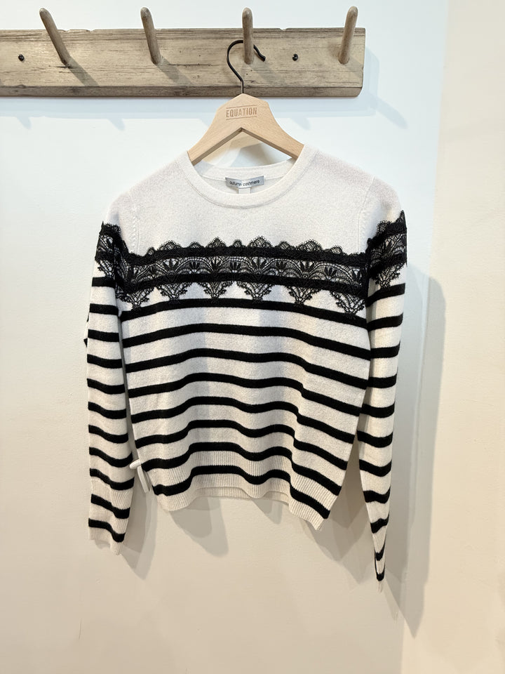 Autumn Cashmere Lace Breton Stripe Crew