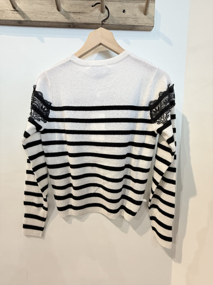 Autumn Cashmere Lace Breton Stripe Crew