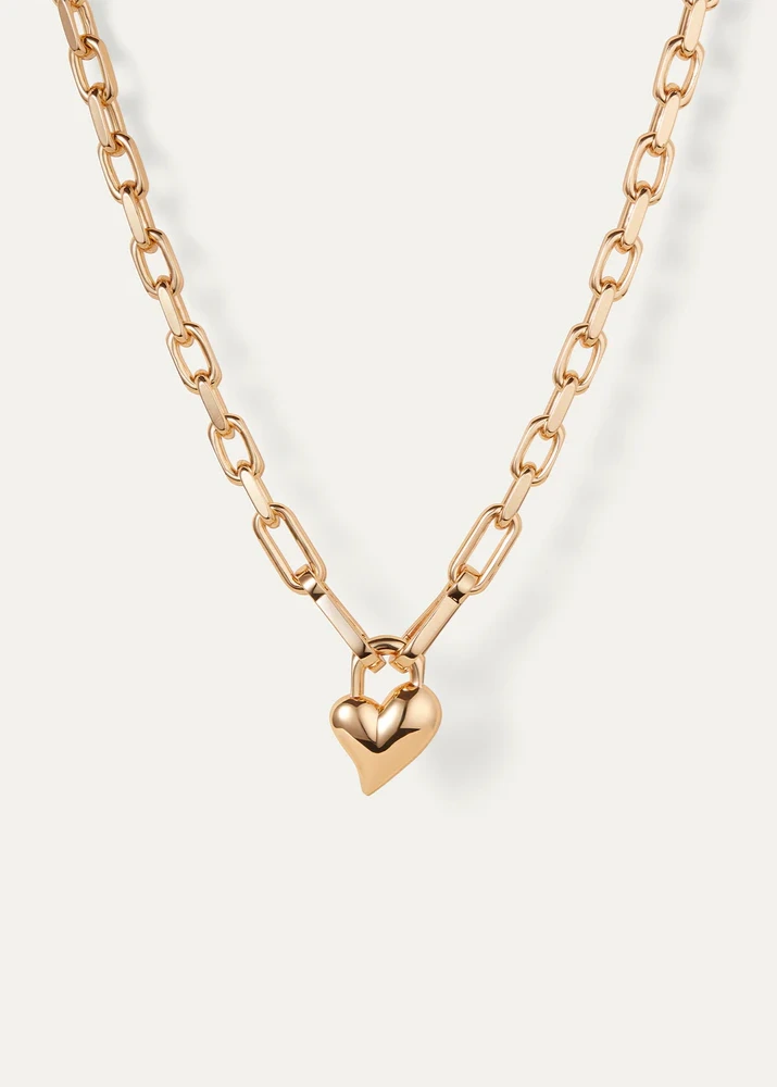 Jenny Bird Gold Padlock Heart Pendant Necklace