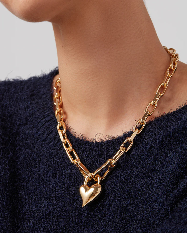 Jenny Bird Gold Padlock Heart Pendant Necklace