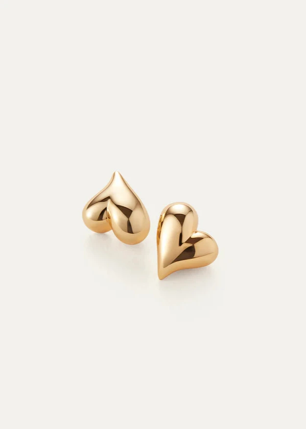 Jenny Bird Gold Art Heart Button Earring