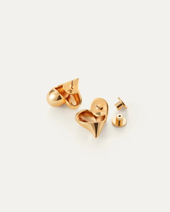 Jenny Bird Gold Art Heart Button Earring