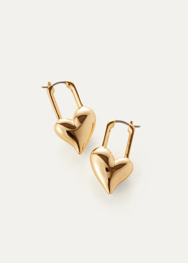 Jenny Bird Gold Padlock Heart Earrings