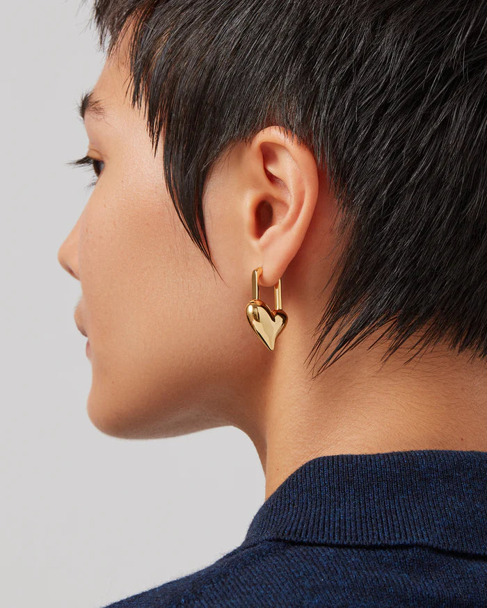 Jenny Bird Gold Padlock Heart Earrings