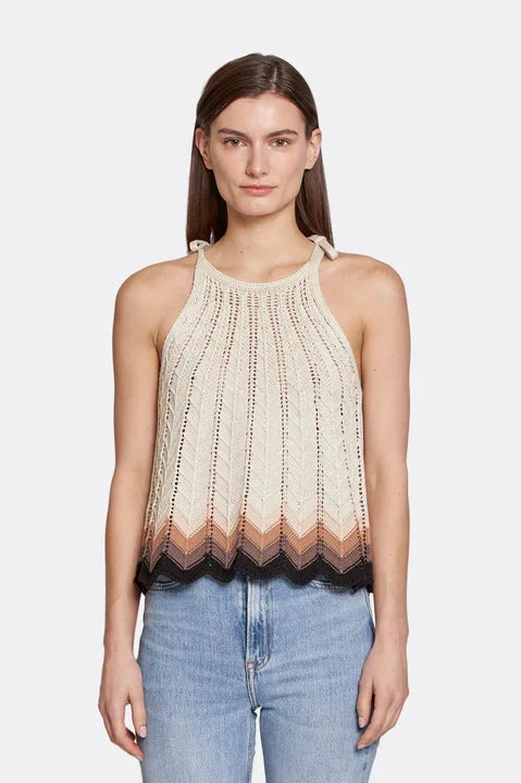 Autumn Cashmere Zig Zag Stitch Flared Halter Tank