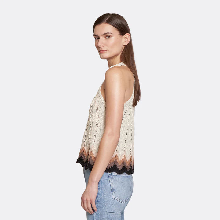 Autumn Cashmere Zig Zag Stitch Flared Halter Tank