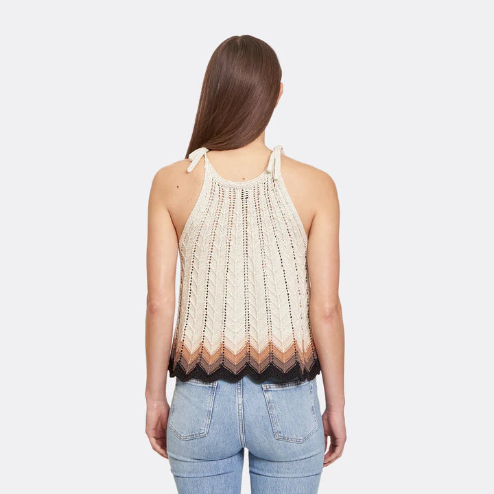 Autumn Cashmere Zig Zag Stitch Flared Halter Tank