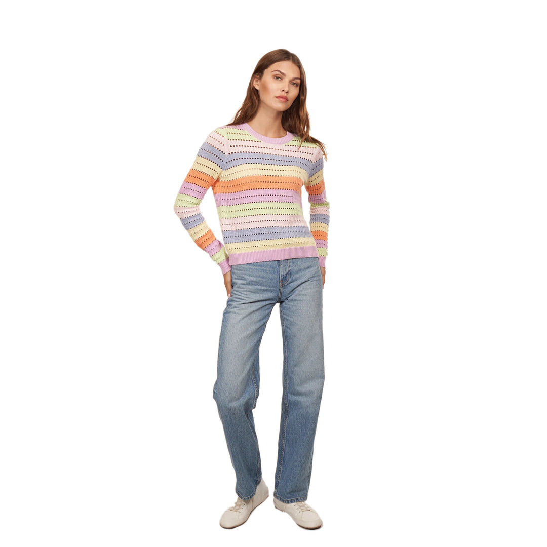 Autumn Cashmere Rainbow Pointelle Stripe