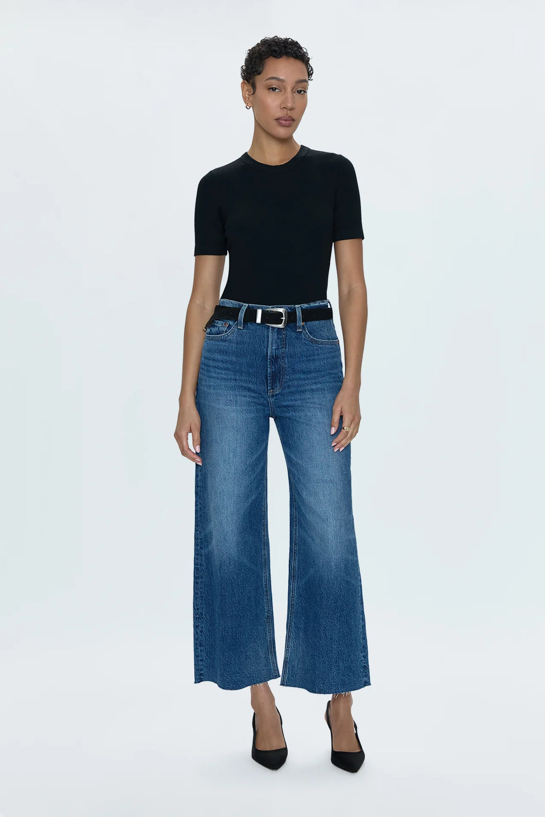 Pistola Lana High Rise Ultra Wide Leg Crop Jean - Palladium