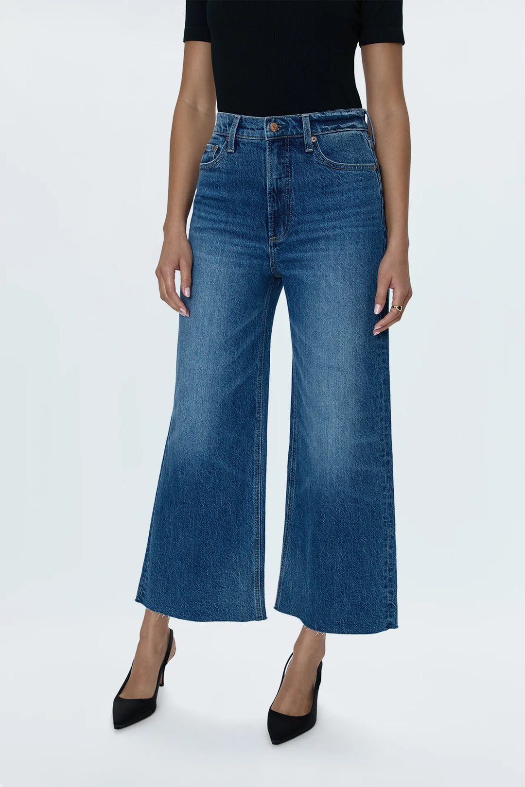 Pistola Lana High Rise Ultra Wide Leg Crop Jean - Palladium