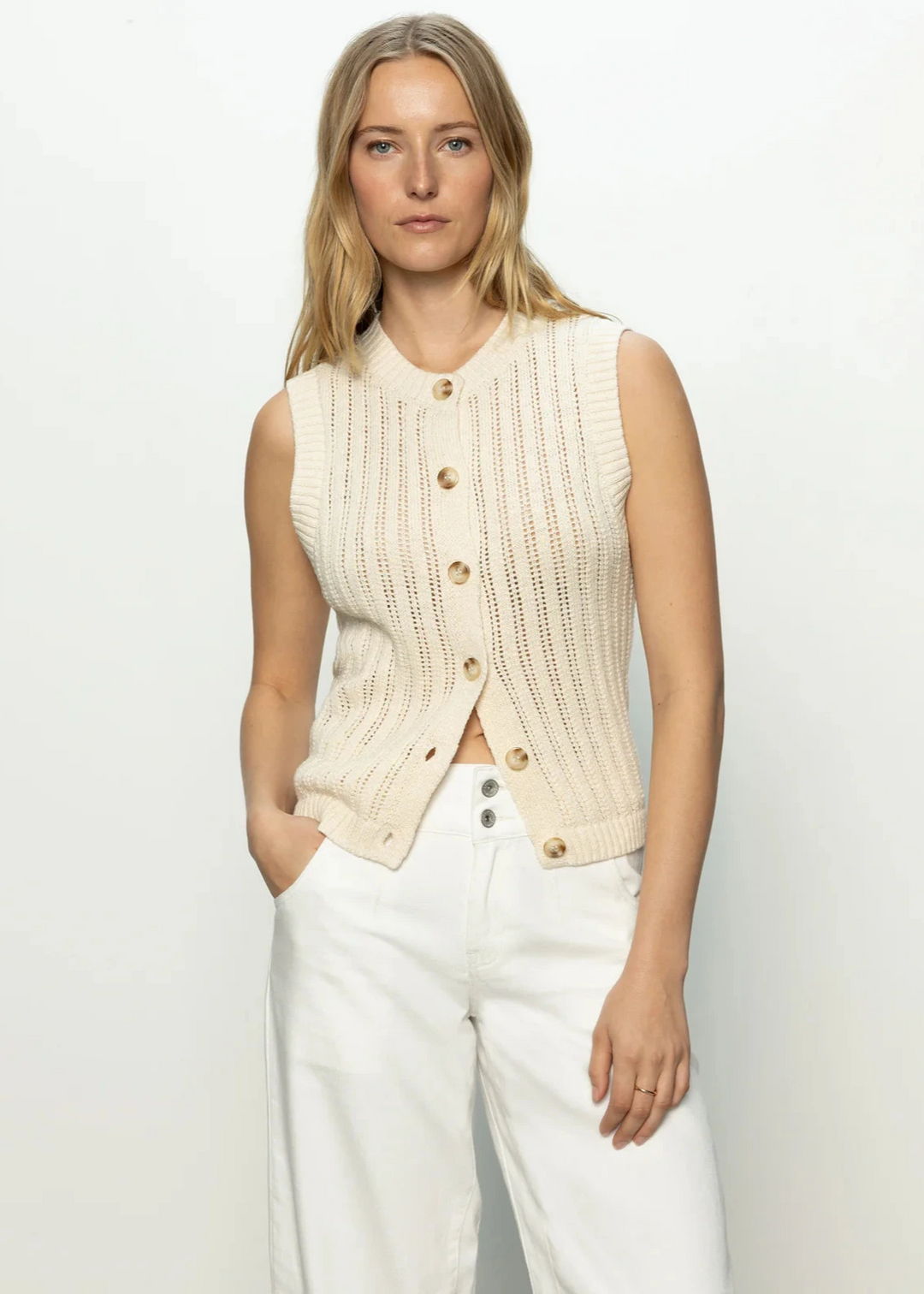 Sanctuary Pointelle Shell Sweater Vest