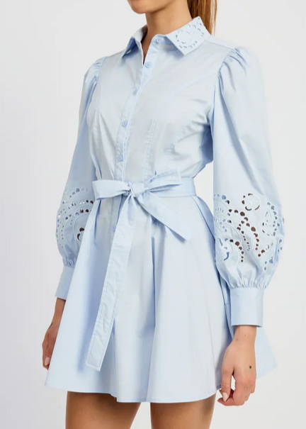 En Saison Abigail Eyelet Mini Shirtdress