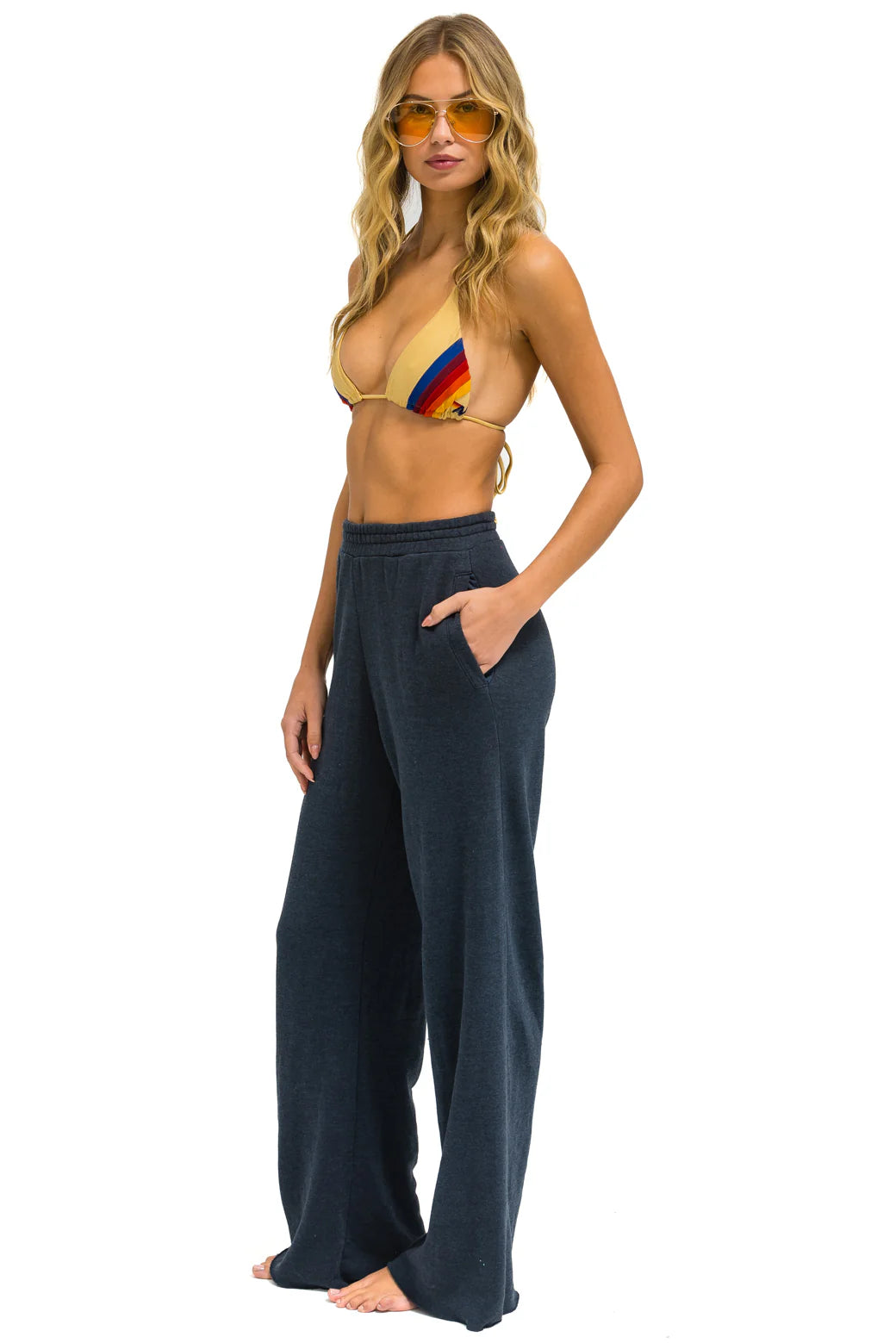 Aviator Nation Wide Leg Pocket Sweatpants Charcoal