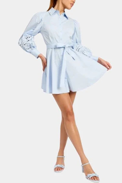 En Saison Abigal Eyelet Mini Shirtdress