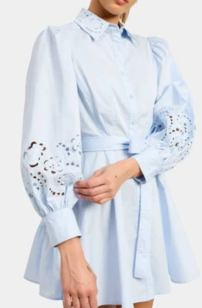 En Saison Abigal Eyelet Mini Shirtdress