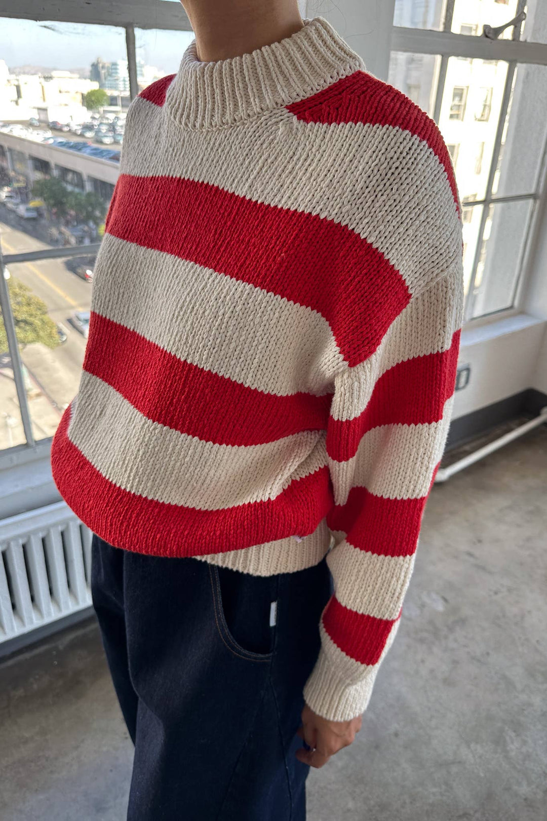 Le Bon Shoppe Zoe Cotton Sweater -Red Stripe