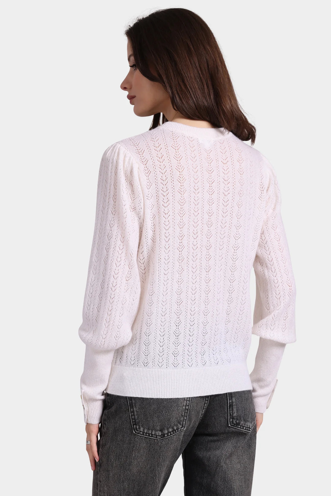 Minnie Rose Cashmere Blousant Sleeve Crew Neck