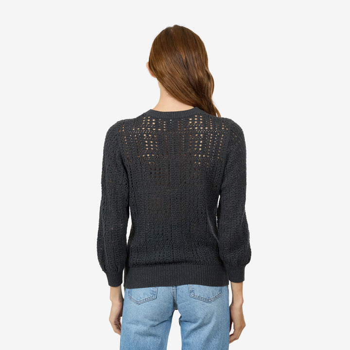 Autumn Cashmere Puff Sleeve Tile Stitch Sweater