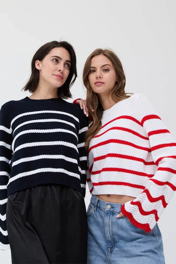 Autumn Cashmere Breton Crew With Fllae Stitch Cuff