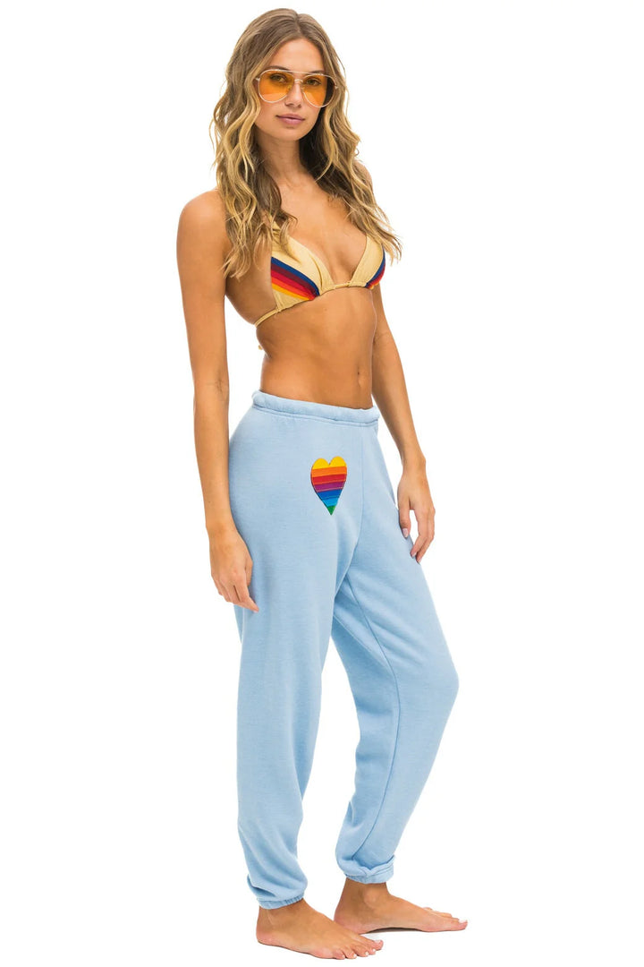 Aviator Nation Sweatpants Rainbow Heart Stitch Sweatpants- Ice