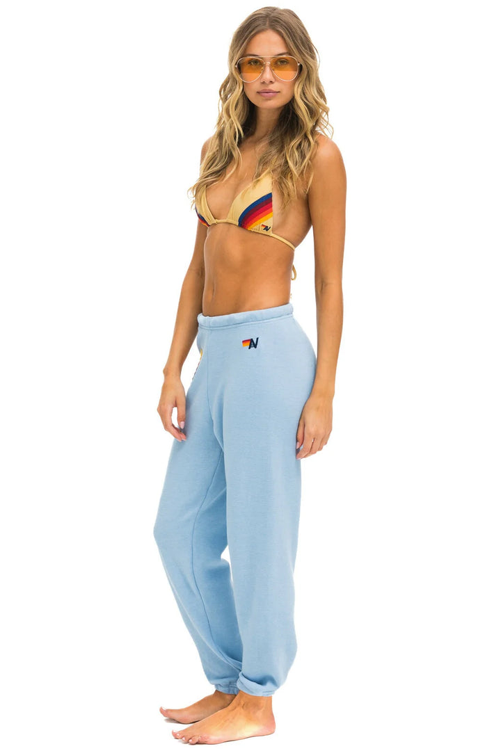 Aviator Nation Sweatpants Rainbow Heart Stitch Sweatpants- Ice