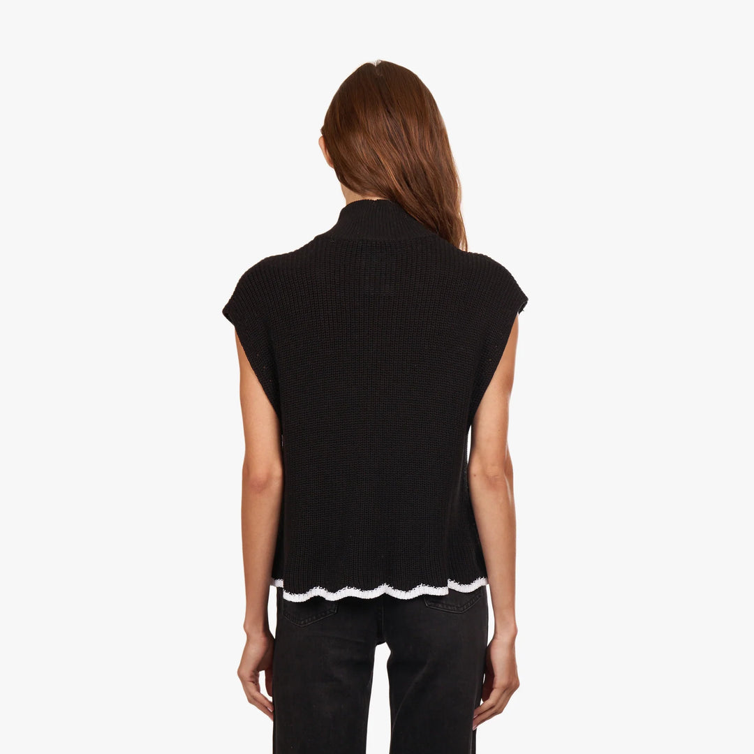 Autumn Cashmere Sleeveless Tipped Scallop Edge Shaker Mock