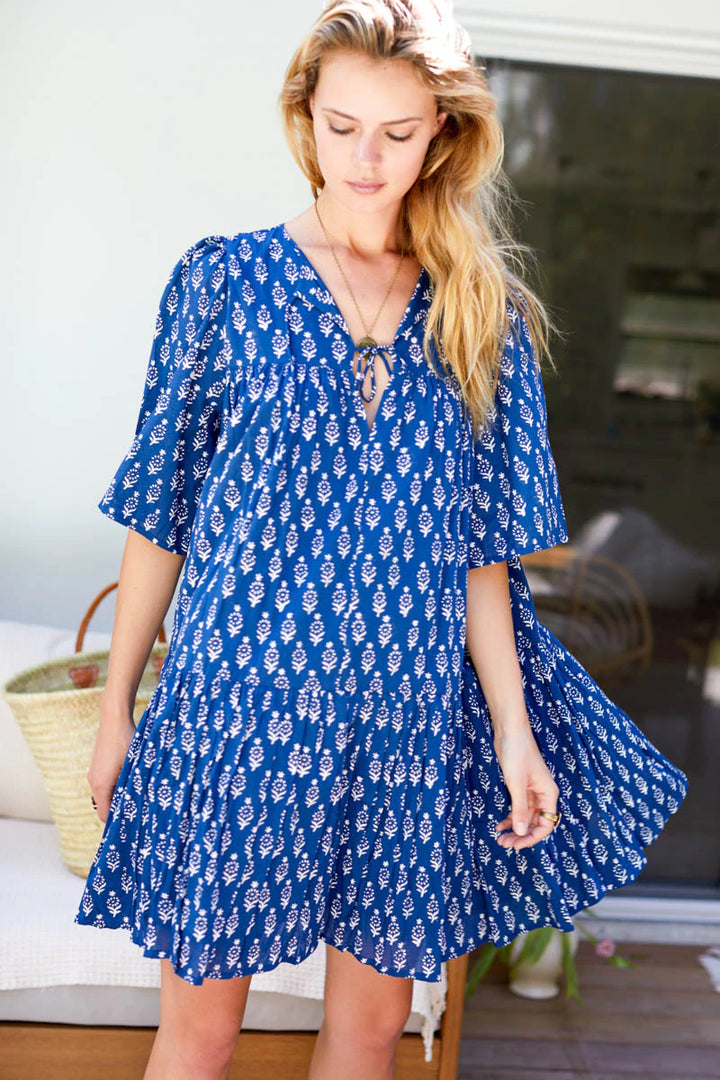 Emerson Fry Isla Dress-Marquerite Blue Organic